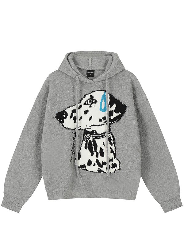 Streetwear Cozy Dalmatian Dog Graphic Knitted Pullover Hoodies