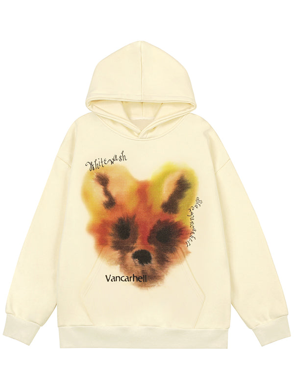 Streetwear Animal Graphic Winter Fleece Pullover Hoodies