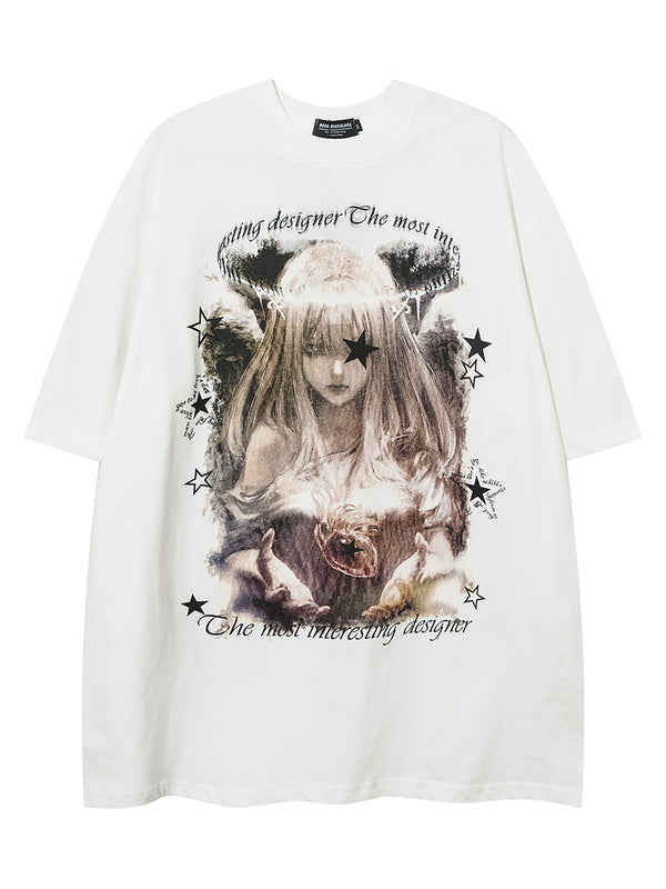 Anime Angel Graphic T-Shirt Gothic Fantasy Streetwear Harajuku Tee