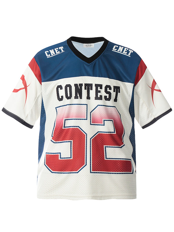 Streetwear Color Block Sports Jersey T-Shirt – Breathable Mesh Fabric