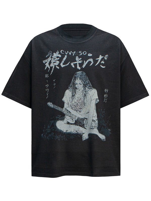 Streetwear Trendy Japanese Guitar Graphic Printed T-Shirts