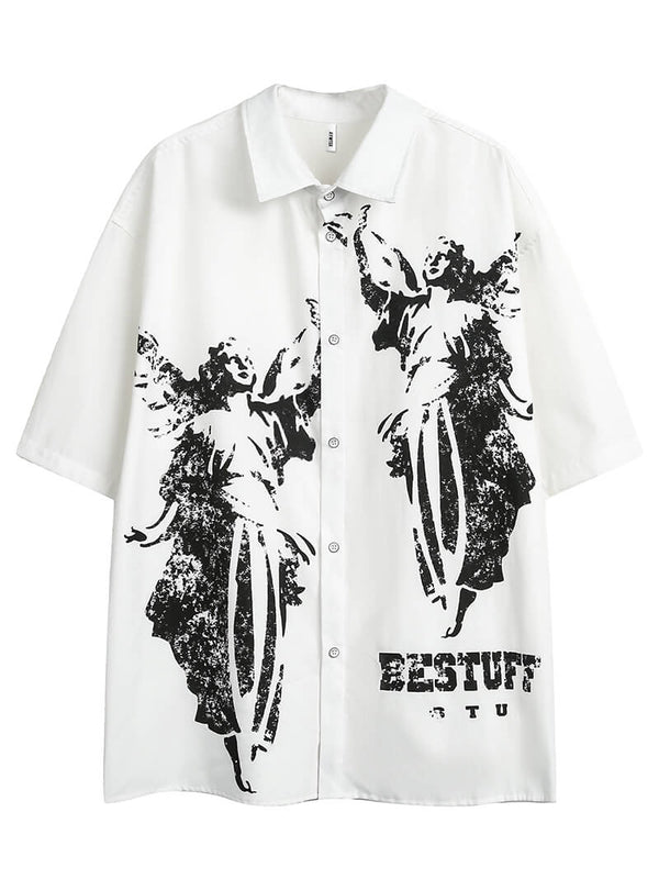 Madonna Plaster Printed Oversized Short Sleeved Shirts