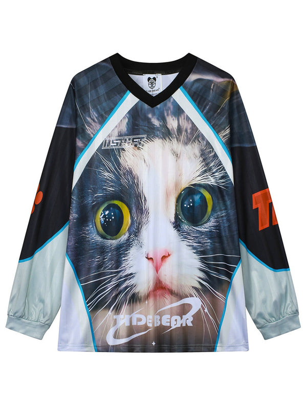 Creative Cat Graphic Long Sleeve T-Shirt Streetwear Jerseys