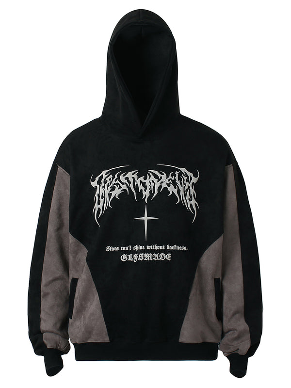 Gothic Color Block Pullover Hoodies – Soft Suede Texture Streetwear