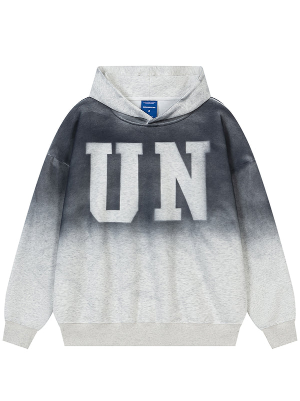 Streetwear Letter Printed Gradient Fade Oversized Pullover Hoodies