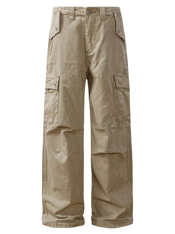 Multiple Pockets Pleat Vintage Washed Outdoor Cargo Pants