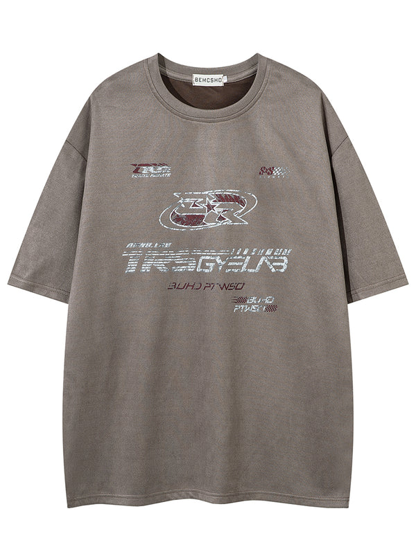 Oversized Streetwear T-Shirt – Suede-Like Finish with Tech-Inspired