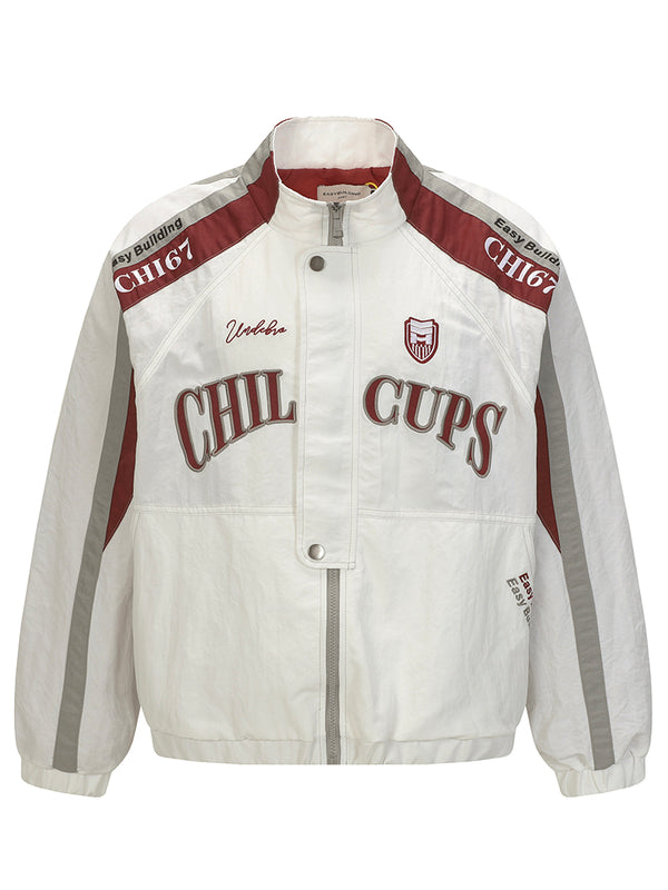 Oversized Color Block Windbreaker Jacket Retro Streetwear Racing Style