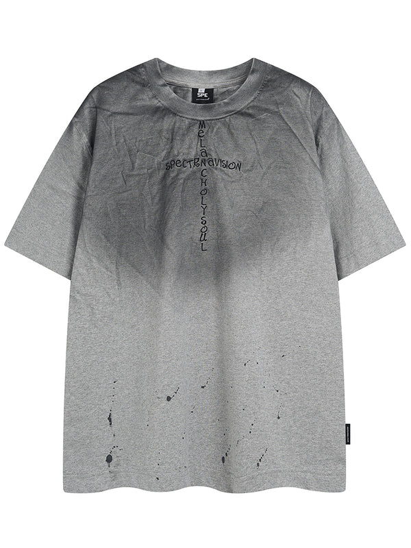 Streetwear Washed T-Shirt Vintage Grunge Paint-Splatter Design