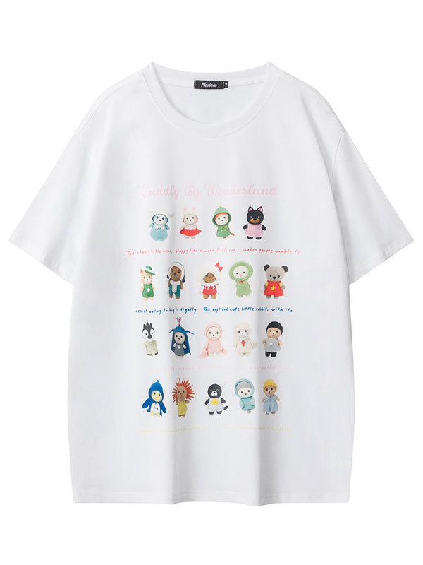 Streetwear Cute Animal Plush Graphic Printed Casual T-Shirts