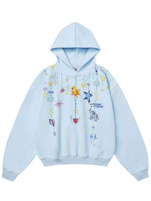 Whimsical Graphic Pullover Hoodies Oversized Streetwear Sweatshirts