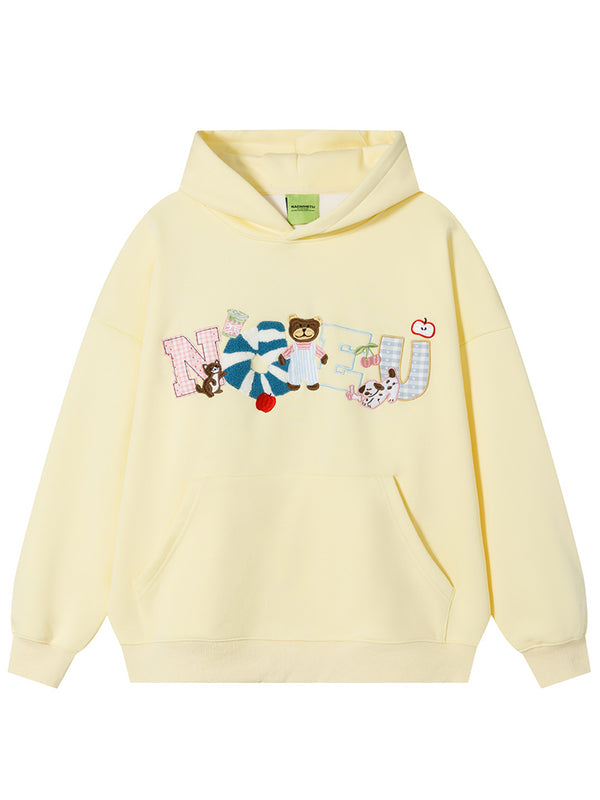 Playful Embroidered Pullover Hoodies Casual Streetwear Hooded Sweatshirts