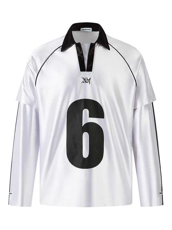 Glossy Long Sleeve Jersey T-Shirt – Streetwear Stretch Satin Sports Tops