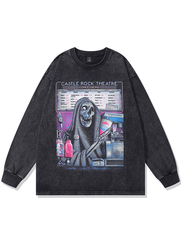 Skeleton Graphic Printed Y2K Punk Gothic Oversized T-Shirts