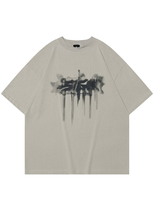 Men's Artistic Drip Effect Graphic Printed Oversized T-Shirts