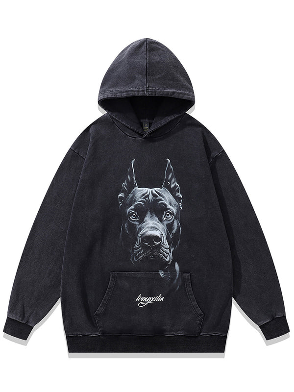 Oversized Hoodie with Bold Dog Graphic – Casual Streetwear Pullover
