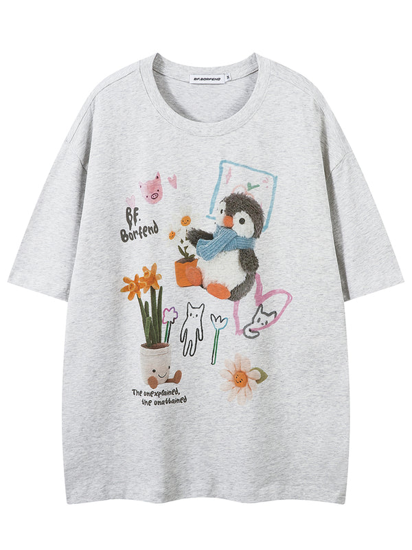 Playful Animal Graphic T-Shirt – Cozy, Artistic, Unique Streetwear Tee