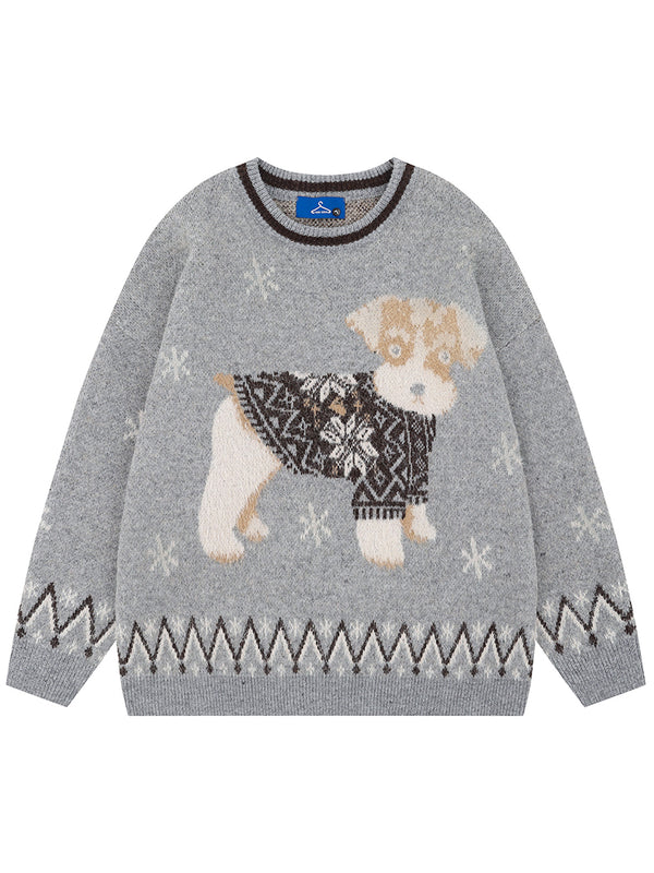 Streetwear Playful Dog Knitted Sweaters Cozy Stylish Pullovers