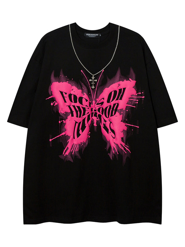 Streetwear Butterfly Graphic T-Shirt – Unisex Casual Hip Hop Style Tee