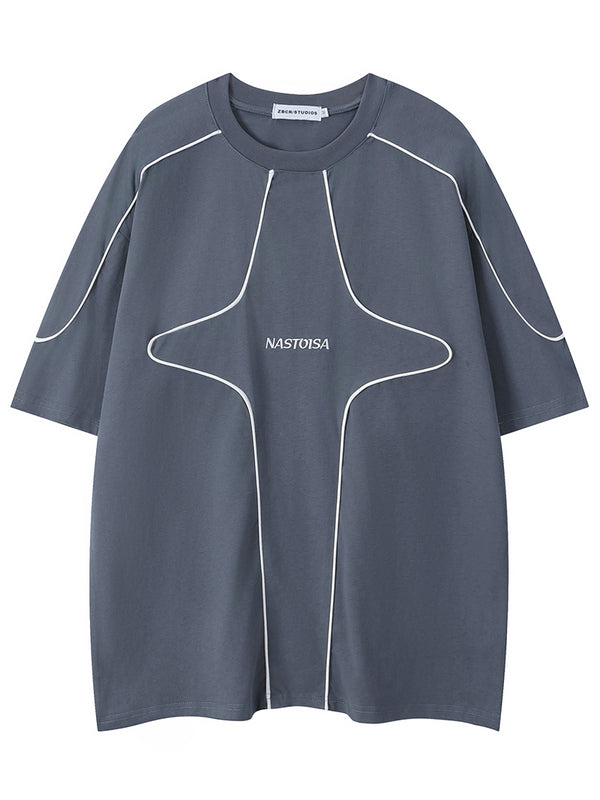 Streetwear Patchwork Embroidery Oversized Casual Cotton T-Shirts