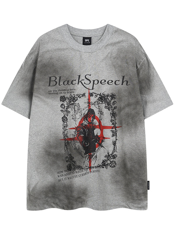 Vintage Gothic Oversized T-Shirt – Washed Streetwear Grunge Tees