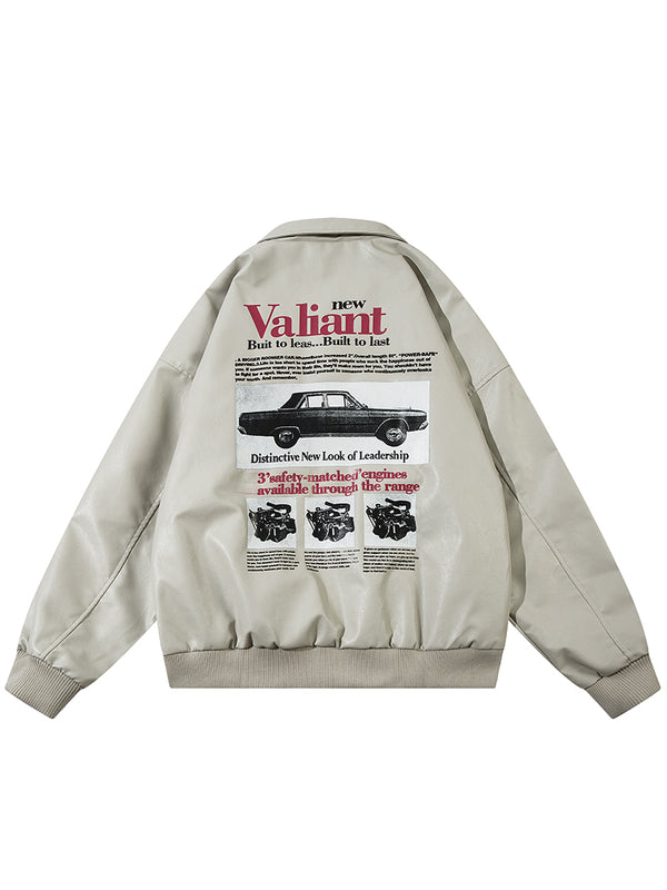 Streetwear Vintage Car Graphic Printed Oversized Bomber Jackets