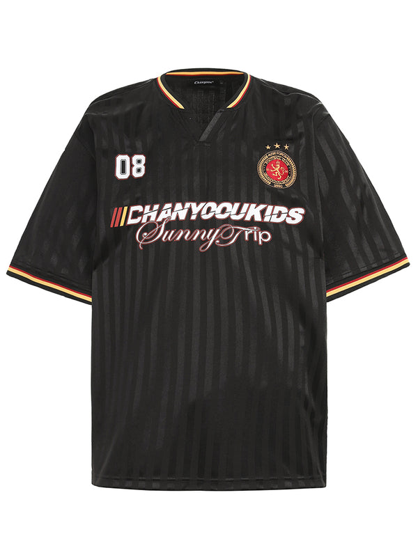 Retro Soccer-Inspired Jersey Tee – Casual Streetwear Top T-Shirts
