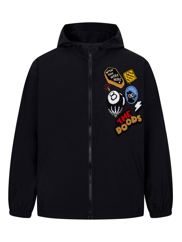Lightweight Sun Protect Jacket Embroidered Graphic Hooded Windbreaker