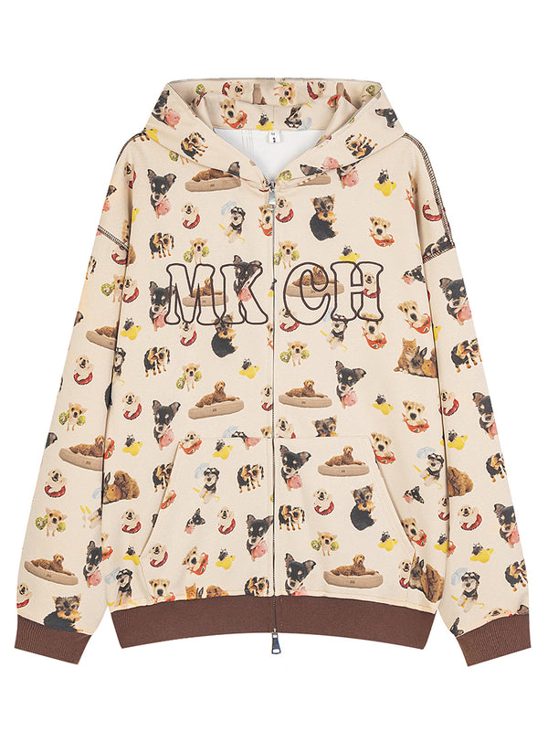 Oversized Dog Print Hoodie – Casual Streetwear Pullover for Pet Lovers