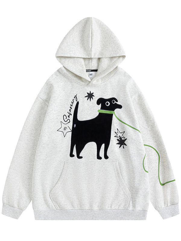 Oversized Hoodies with Playful Dog Graphic – Casual Streetwear Pullovers