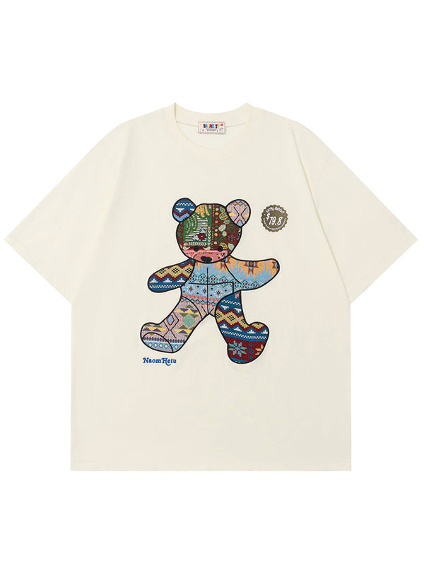Oversized T-Shirt with Bear Graphic Patch – Relaxed Streetwear Style