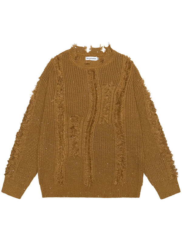 American Style Casual Distressed Knitted Jumper Sweaters Pullovers