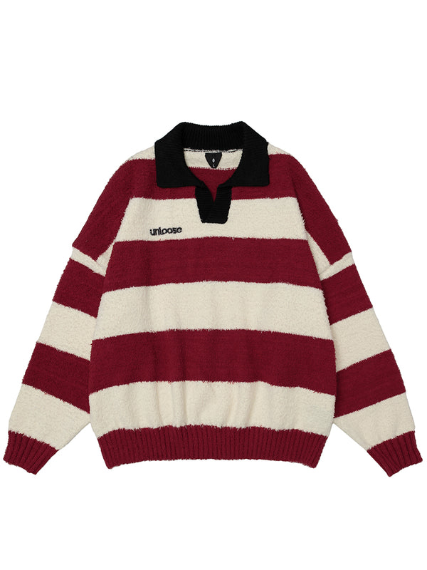 Rugby Style Striped Oversized Knitted Pullover Sweaters