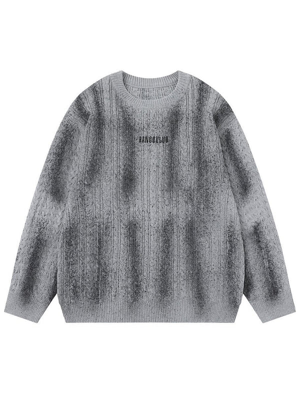 Gradient Striped Knitted Sweater – Oversized Streetwear Pullovers