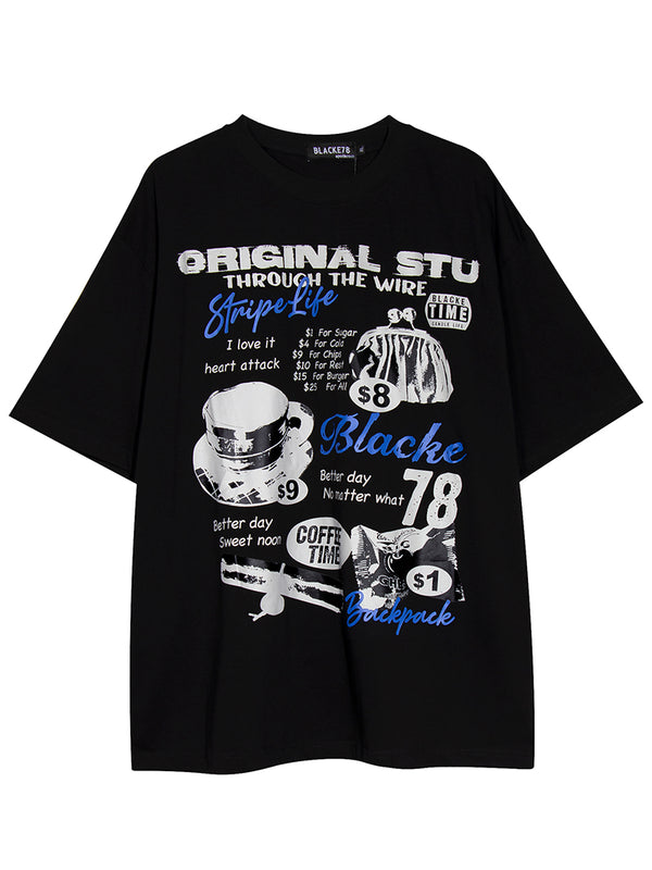 Oversized Artistic Print Graphic T-Shirt – Vintage Streetwear Tee