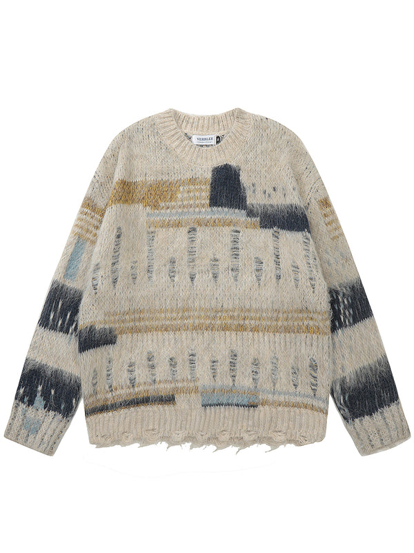 Cozy Vintage Distressed Ripped Knitted Pullover Sweaters