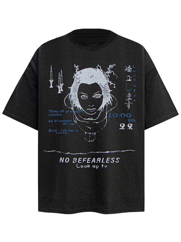 Streetwear Textured Fabric Graphic Tee – Unisex Casual T-Shirts
