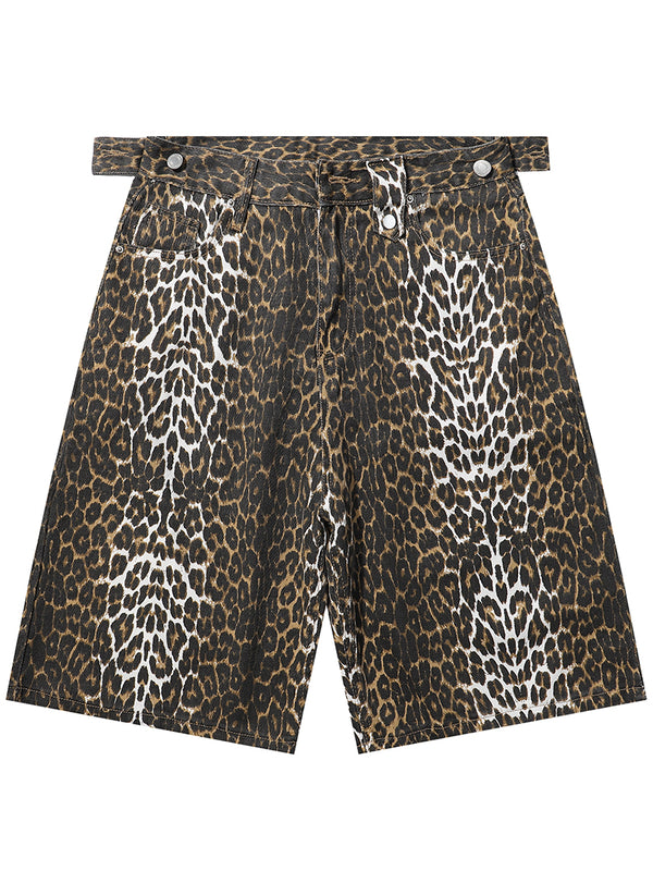 Summer Bold Leopard Print Streetwear Denim Shorts Jeans