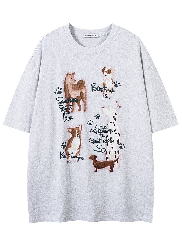 Cute Dog Graphic T-Shirt – Casual Streetwear, Relaxed Fit, Soft Cotton