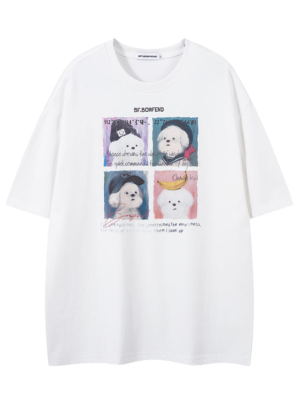 Artistic Dog Graphic T-Shirt – Unique Vintage Streetwear Casual