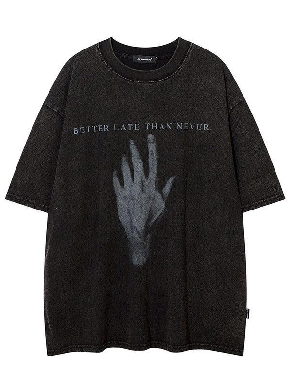 Hand Graphic Print Punk Vintage Washed Tshirts