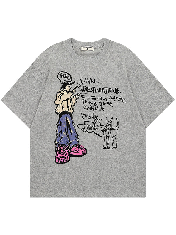 Casual Graphic Short Sleeve T-Shirt – Oversized Hip Hop Streetwear