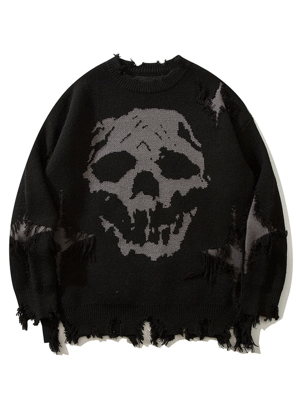 Streetwear Skull Graphic Punk Gothic Knitted Pullover Sweaters