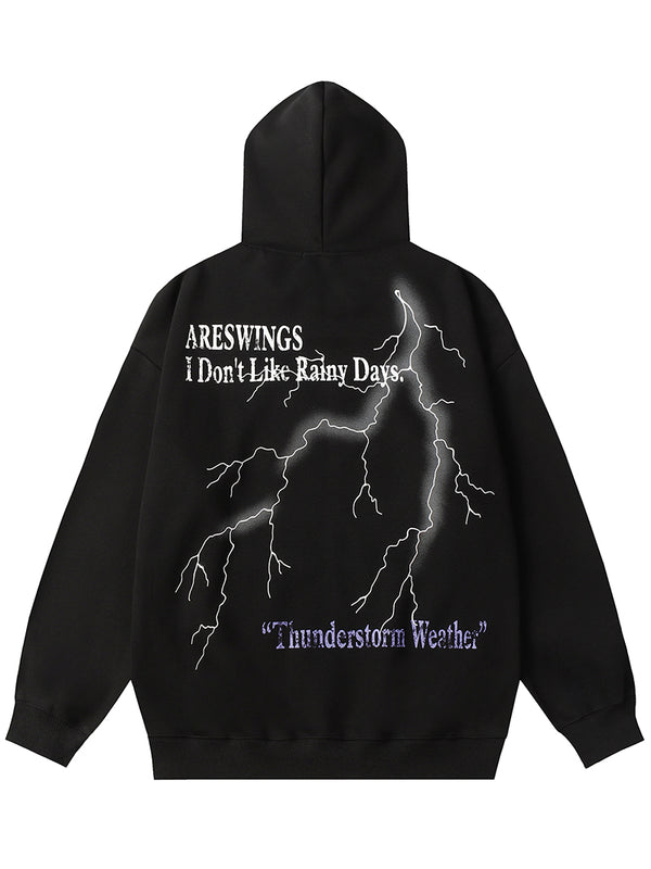 Streetwear Lightning Graphics Y2K Oversized Pullover Hoodies