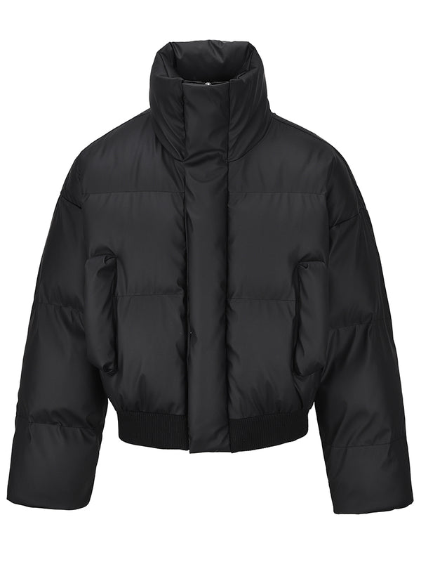 Streetwear Cropped Puffer Jacket - High Neck, Windproof Winter Coats