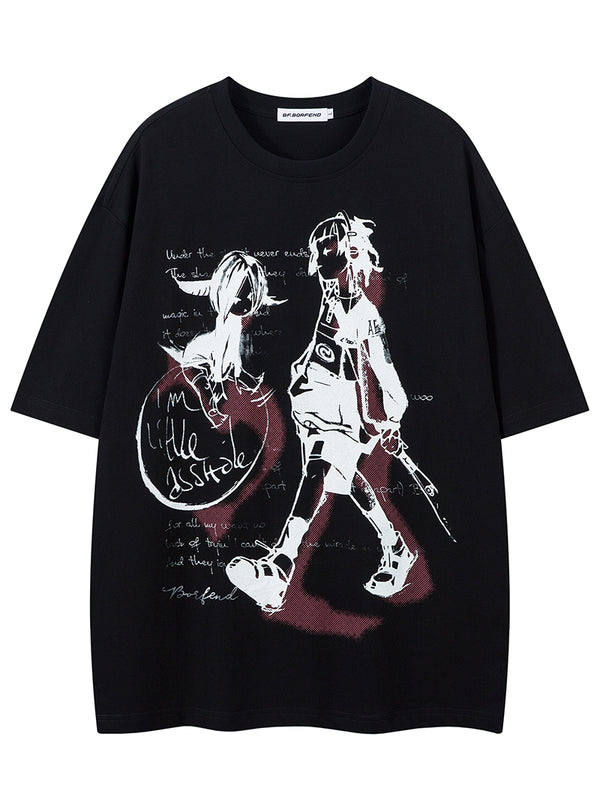 Urban Streetwear Oversized Graphic T-Shirt – Artistic Character Design