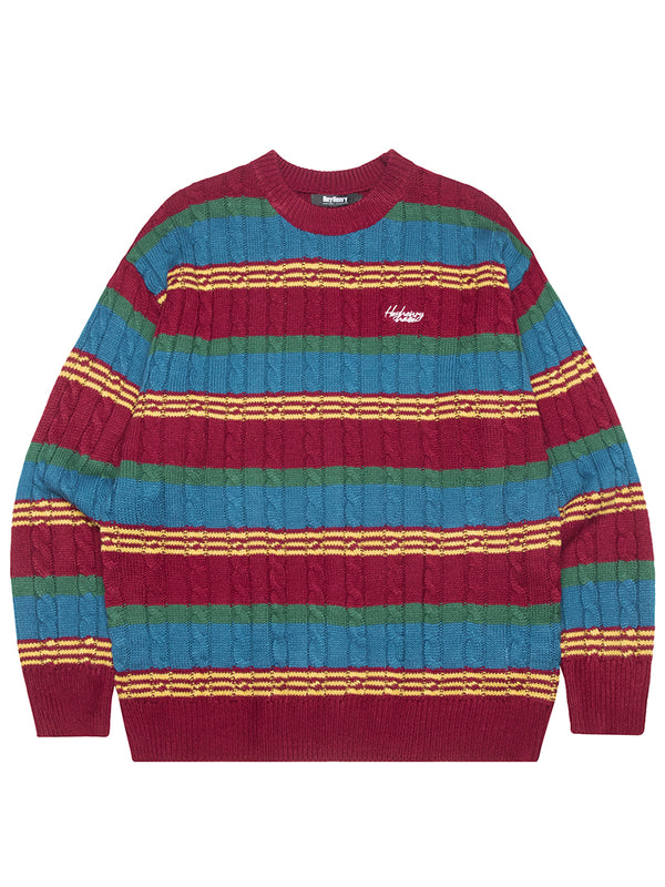 Streetwear Cozy Vintage Striped Knitted Jumper Sweaters