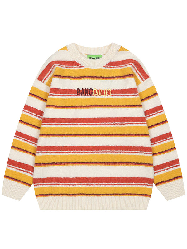 Streetwear Unisex Striped Warm Knitted Pullover Sweaters