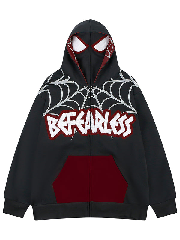 Towel Embroidery Spider Themed Oversized Pullover Hoodies