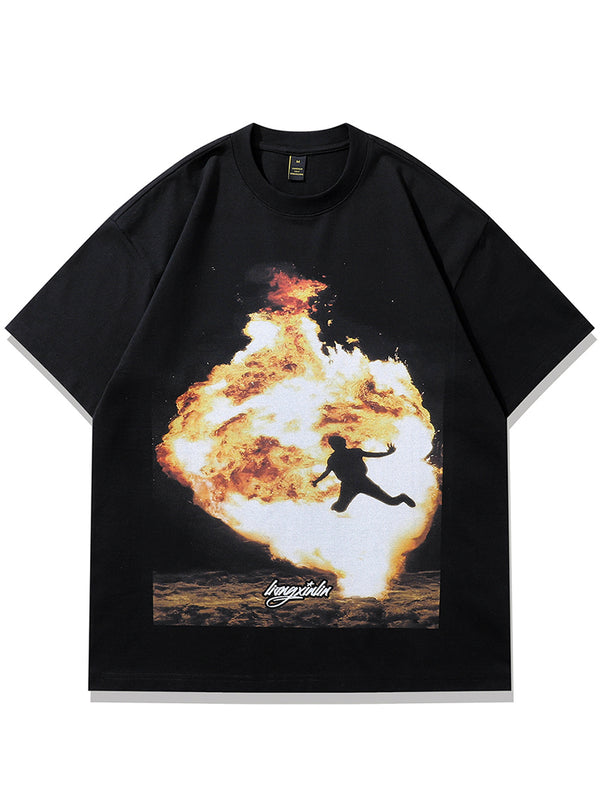 Streetwear Explosion Art Graphic Print Casual Cotton T-Shirts